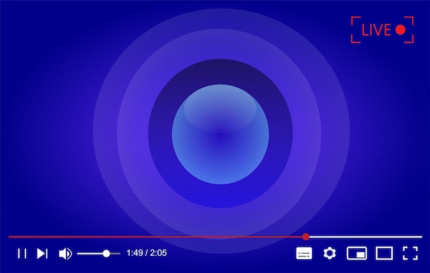 Multimedialny odtwarzacz wideo z niebieskim falistym tłem transmisji strumieniowej na żywo ilustracji wektorowych okładki