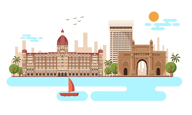 Plik wektorowy mumbai brama indii i taj mahal hotel mumbaivector