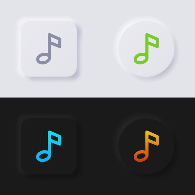 Music note button icon set Multicolor neumorphism button soft UI Design for Web design Interfejs użytkownika aplikacji i więcej Przycisk Vector