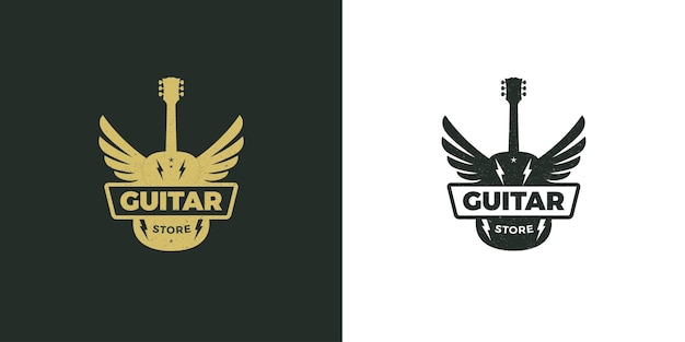 Plik wektorowy music studio guitar store grunge logo obraz sztuki