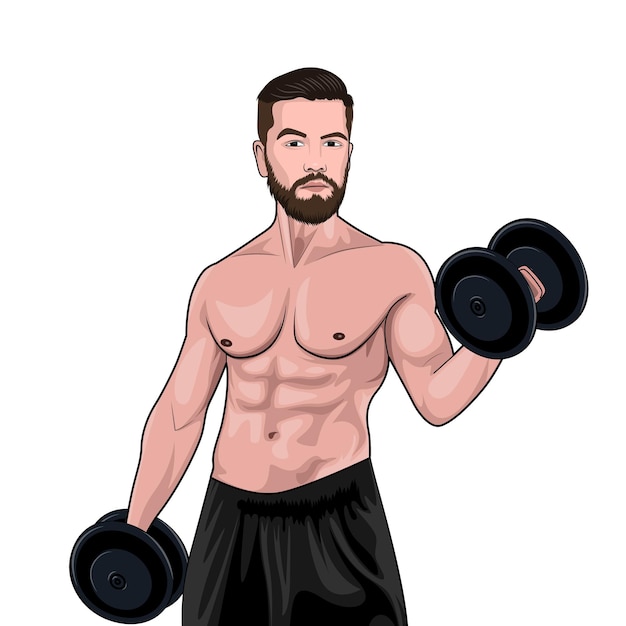 Plik wektorowy muskularni mężczyźni robią ćwiczenia dla ilustracji wektorowych ciała fitness