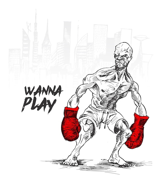 Muskularny mężczyzna pokazuje swoją siłę Boxing Club Boxing godło ilustracja wektorowa
