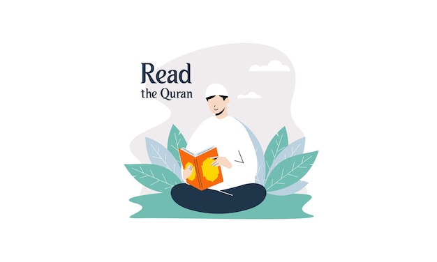 Muzułmanie Czytający Ilustracja Wektorowa świętego Koranu