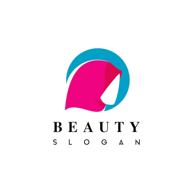 Muzułmanin W Hidżab Beauty Fashion Logo Vector