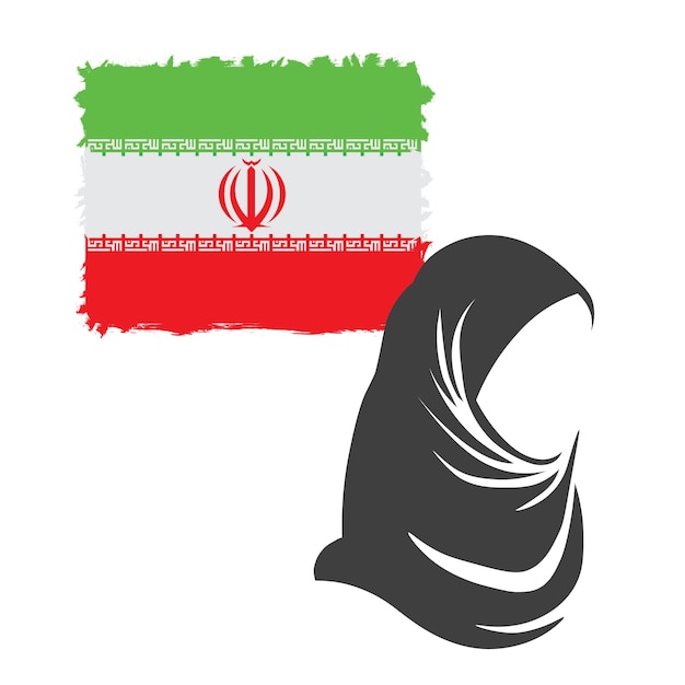 Plik wektorowy muzułmanka na tle flagi iranu