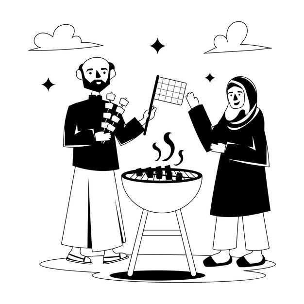 Muzułmańska dziewczyna trzymająca naczynia do jedzenia na Eid