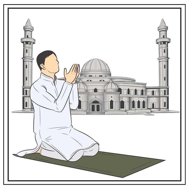 Plik wektorowy muzułmańska modlitwa i ilustracja wektorowa meczetu eps 10