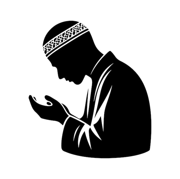 Muzułmańska Silueta Modląca Się Ilustracja Wektorowa Symbolu Modlącego Się
