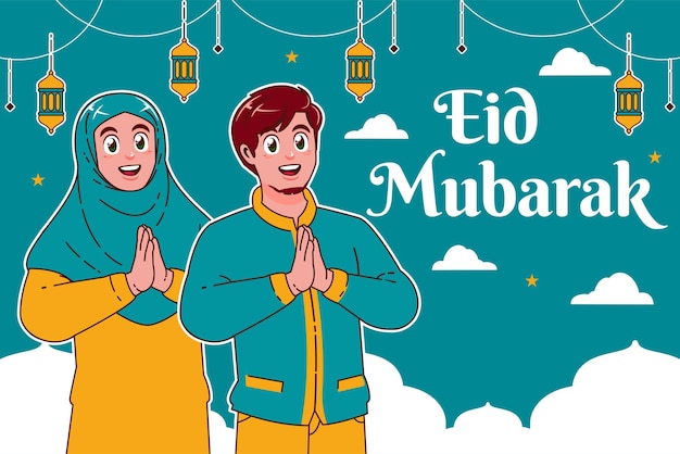 Plik wektorowy muzułmańskie świętuje tło ilustracji eid mubarak