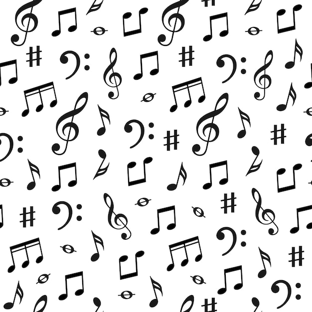 Muzyczny bezproblemowy wzór Ikony nut muzycznych Tło dźwiękowe