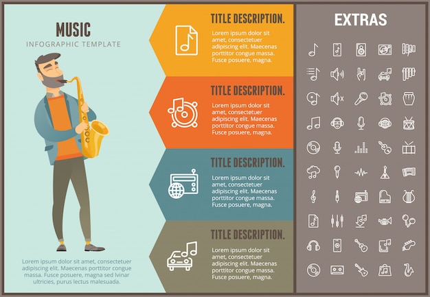 Muzyczny Infographic Szablon, Elementy I Ikony