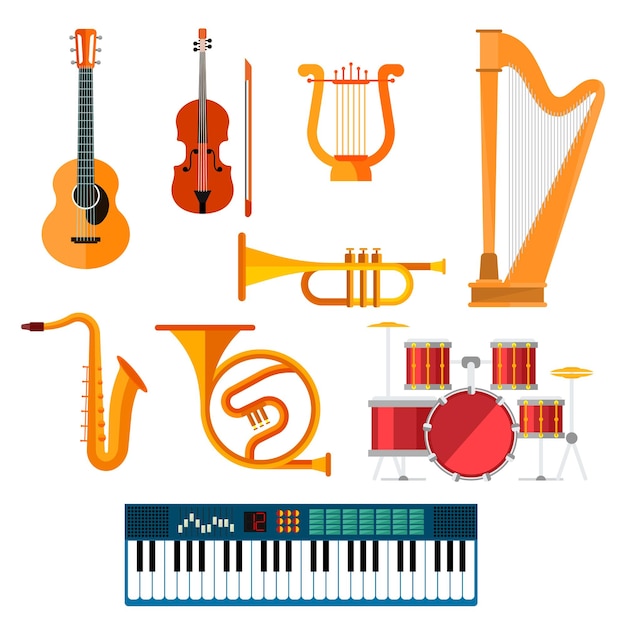 Muzyczny klucz dęty lub instrumenty smyczkowe
