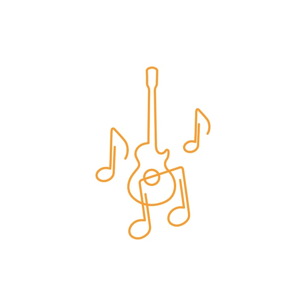 Plik wektorowy muzyka logo gitara klucz wiolinowy symbol struny do gitary instrument muzyczny linia sztuki logo wektor szablon projektu