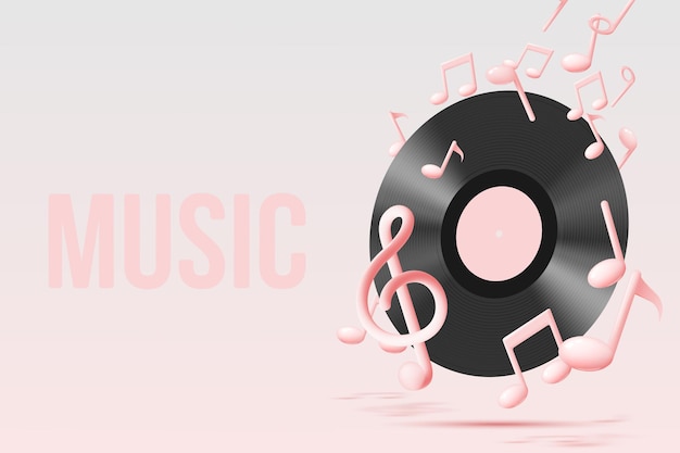 Plik wektorowy muzyka notatki melodii piosenki lub dostroić 3d realistyczną ikonę wektorową dla muzycznych aplikacji i stron internetowych w tle ilustracji wektorowych