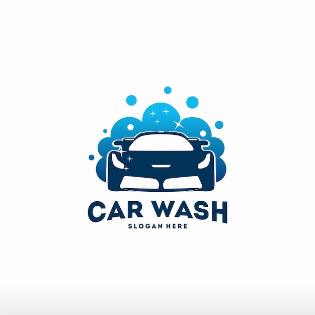 Plik wektorowy myjnia samochodowa projektuje wektor koncepcji, szablon logo czyszczenia samochodów