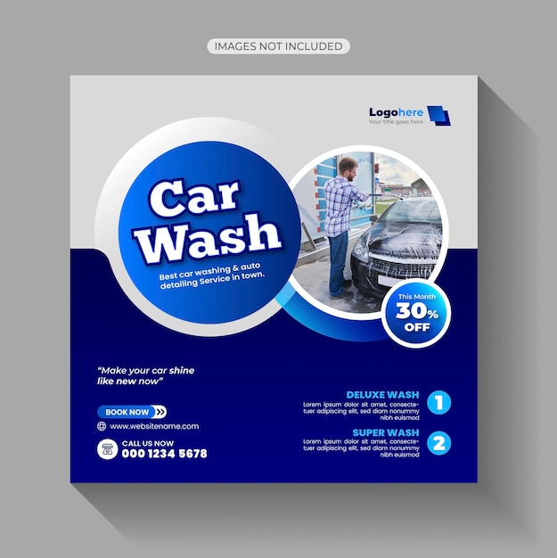 Plik wektorowy myjnia samochodowa wynajem social media post