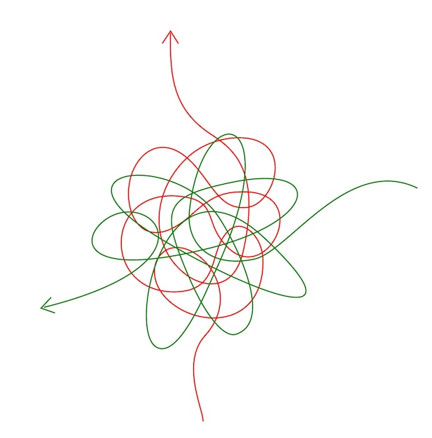 Mylące Trudne Strzały Plątanina Bazgrołów Ze Strzałkami Proste Linie Węzły Projekty Chaos Splątany