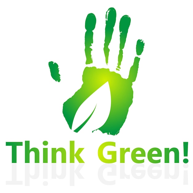 Myśl Zielono Pozbądź Się Ratowania Ziemi Lub Zatrzymaj Koncepcję Globalnego Ocieplenia Reprezentowaną Przez Zielony Znak Izolowany Na Białym Wektor