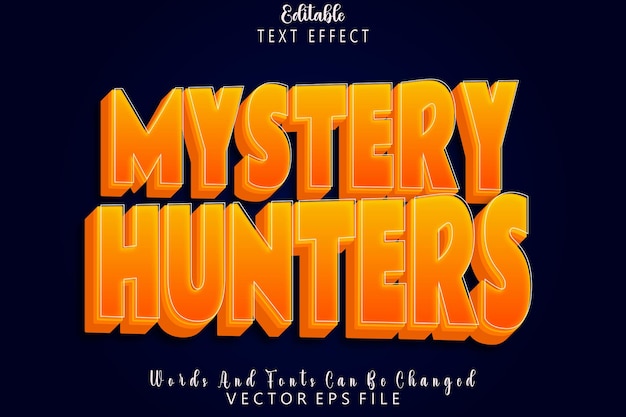 Mystery Hunters Edytowalny efekt tekstowy Wytłoczony styl kreskówki