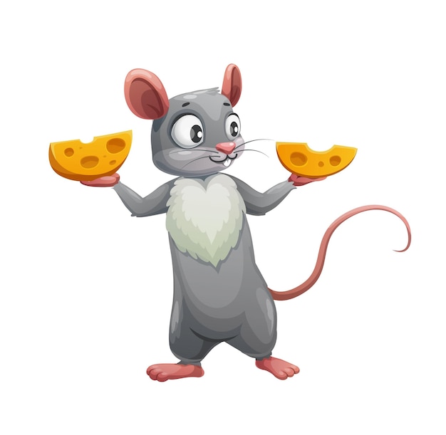 Plik wektorowy mysz rysunkowa i dwie połówki sera