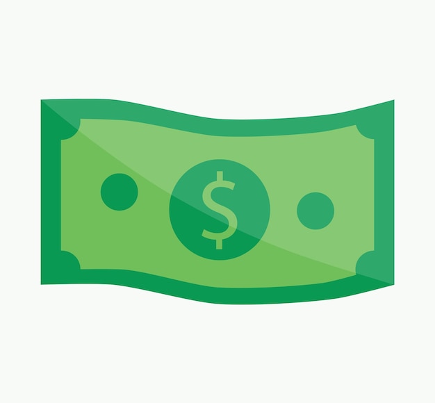 Na Białym Tle Falisty Banknot Dolarowy Uwaga Zielona Błyszcząca Płaska Ikona Ilustracja Waluta