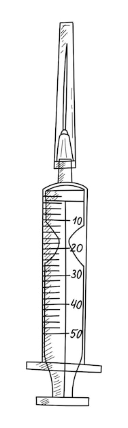 Plik wektorowy na białym tle jednorazowa strzykawka z igłą