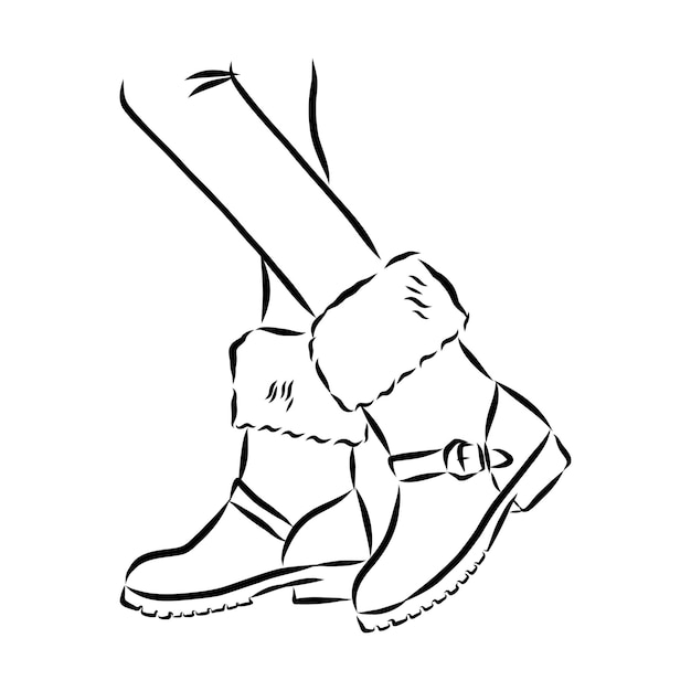 Plik wektorowy na białym tle, szkic z liniami kobiecej mody boot