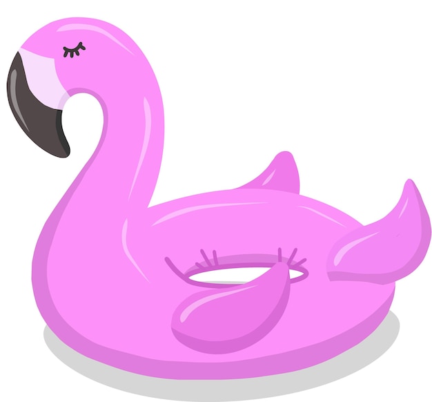 Nadmuchiwany krąg pływający z różowym flamingo podkreślonym na białym tle Symbol płaski wektorowy