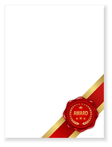 Plik wektorowy nagroda woskowa pieczęć ikona na czystym papierze dokumentu certyfikatu