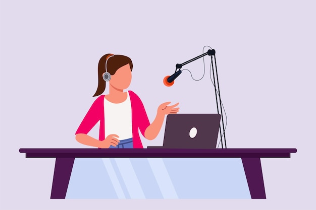Nagrywanie podcastu audio lub koncepcji programu online Kolorowa ilustracja wektorowa izolowana
