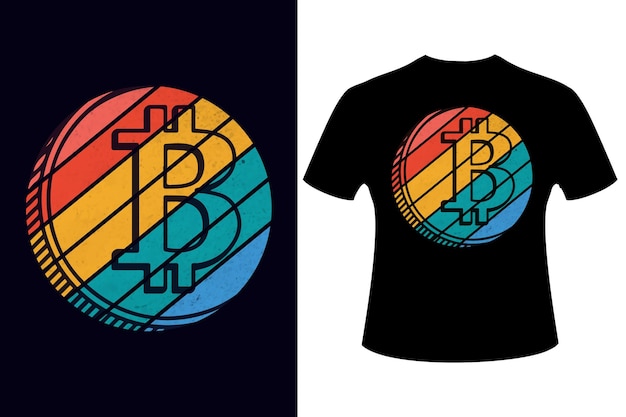 Plik wektorowy najlepszy projekt koszulki z kryptowalutą btc w stylu retro w stylu vintage