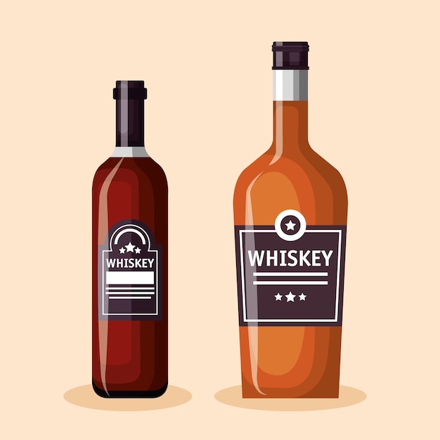 Najlepszy Zestaw Butelek Whisky Wektor Ilustracja Projektu