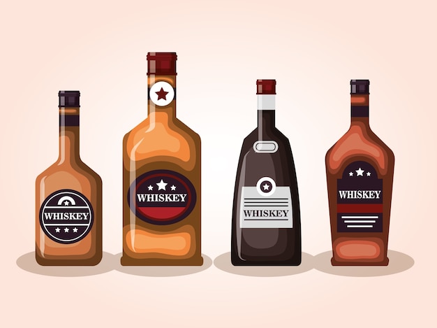Najlepszy Zestaw Butelek Whisky Wektor Ilustracja Projektu