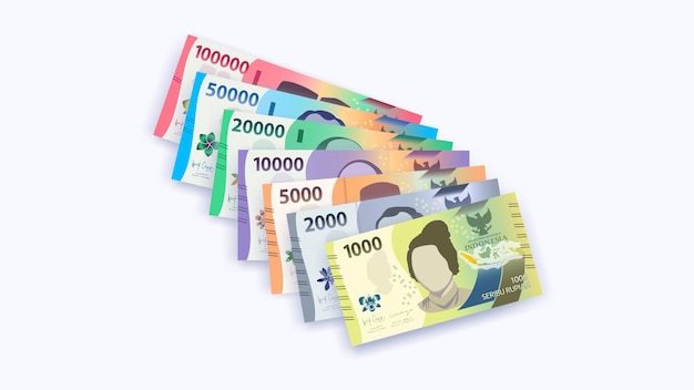 Plik wektorowy najnowsza kolekcja banknotów rupii indonezyjskiej. banknoty rupii, waluta rupii