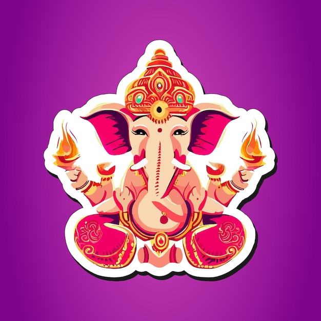 Naklejka Diwali Lord Ganesha I Jego Głowa Słonia Do Druku Na żądanie