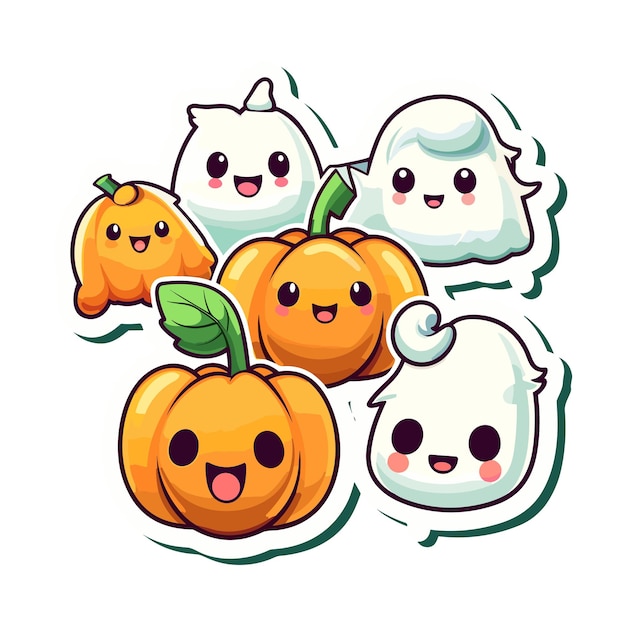 Naklejka Halloween Kawaii Białe Tło