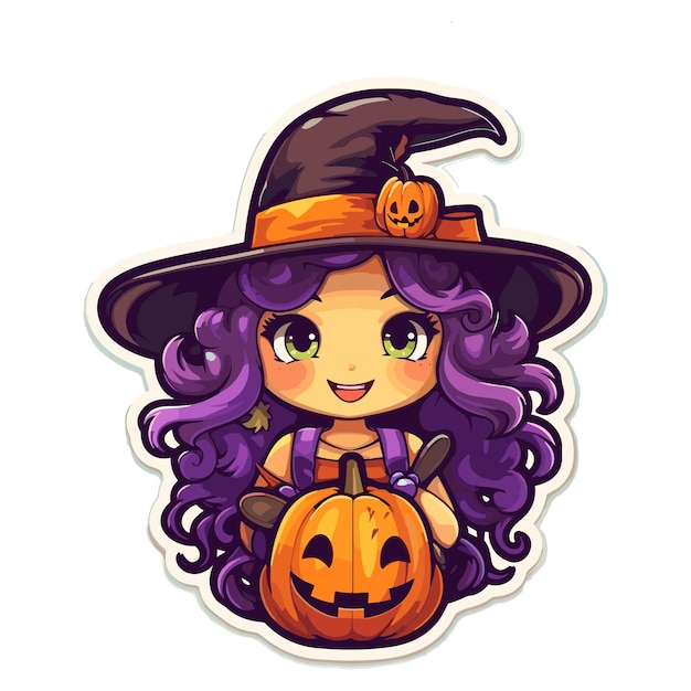 Plik wektorowy naklejka halloween kawaii białe tło