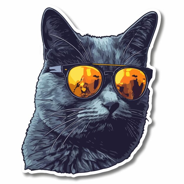 Plik wektorowy naklejka z kotem w okularach przeciwsłonecznych