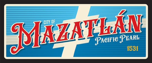 Nalepka podróżna z meksykańskiego miasta Mazatlan