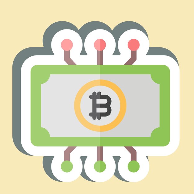 Nalepka waluta cyfrowa związana z kryptografią symbol prosty projekt ilustracji