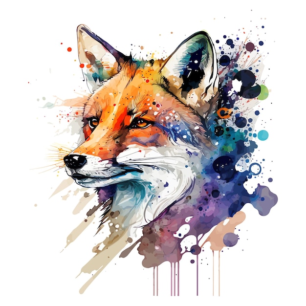 Plik wektorowy namalowany jest lis z kolorowym tłem, a z przodu znajduje się słowo lis.