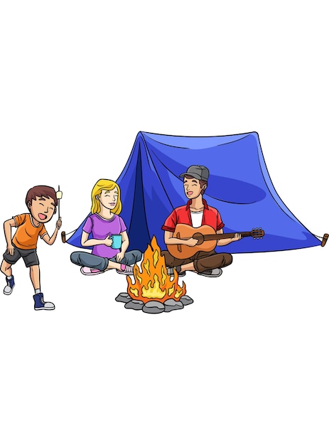 Namiot Camper kreskówka kolorowy ilustracja clipart