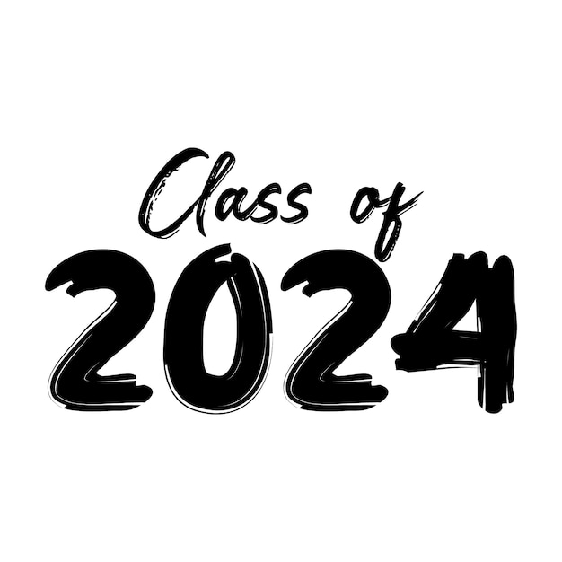 Plik wektorowy napis class of 2024 na kartkę z życzeniami tekst do ukończenia szkoły design class of 2024