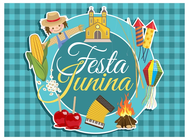 Plik wektorowy napis i elementy festa junina