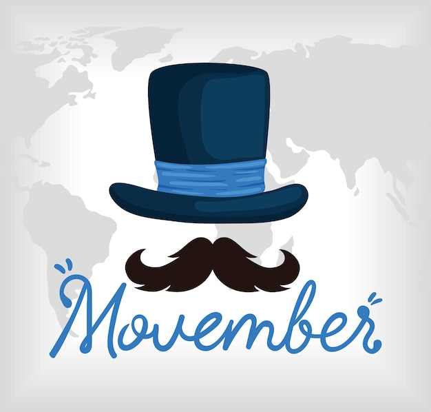 Plik wektorowy napis movember z czapką