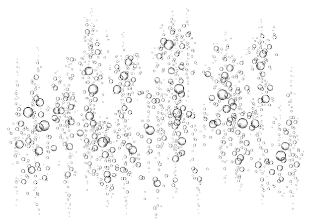 Plik wektorowy napój musujący fizz podwodne bąbelki powietrza, wody lub tlenu na białym tle