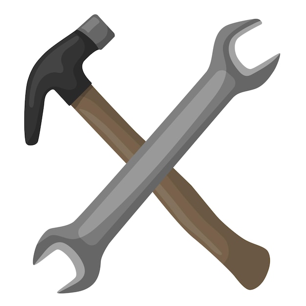 Naprawa Ikony Hammer And Wrench Vector Clipart.