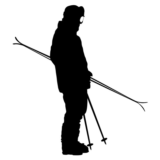 Plik wektorowy narciarz górski przyspieszenie w dół zbocza vector sport sylwetka