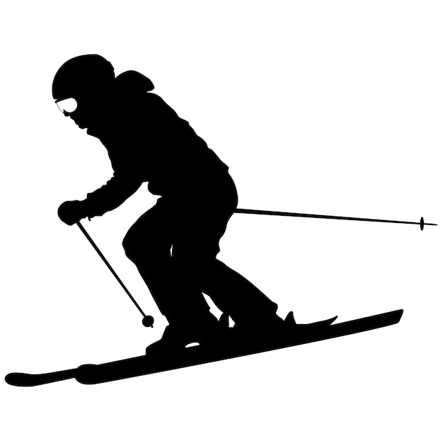Plik wektorowy narciarz górski przyspieszenie w dół zbocza vector sport sylwetka