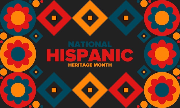 Narodowy Miesiąc Dziedzictwa Latynoskiego Jesienią Plakat Wektorowy Kultury Latynoskiej I Latynoamerykańskiej